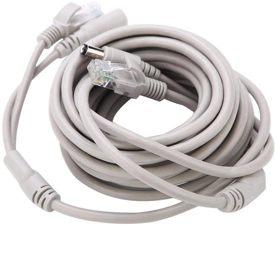 Cavo Ethernet per CCTV 55 x 25 mm - connettore DC a connettore femmina - 10/100 Mbps videovigilanza - cavo di rete CCTV Cat 5 per estensione per IP-camera/NVR-sistema - 15 m.