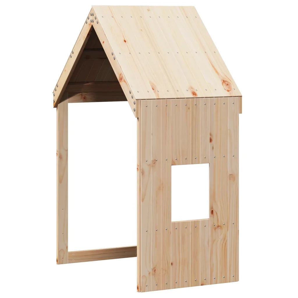 Letto a Soppalco con Tetto 90x200 cm in Legno di Pino
