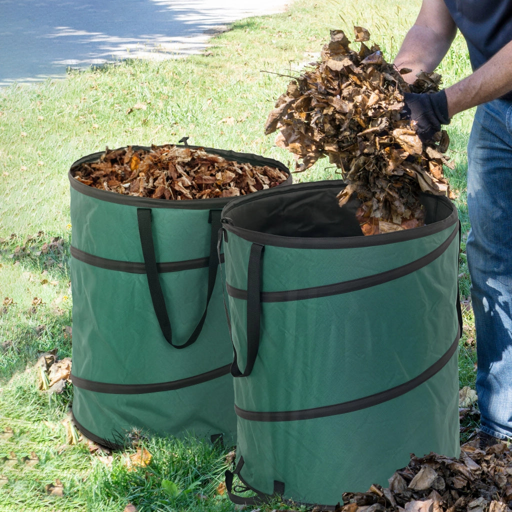 Sacco per Giardino 2x160L Impermeabile ¨C zephmum ¨C Verde con Maniglie