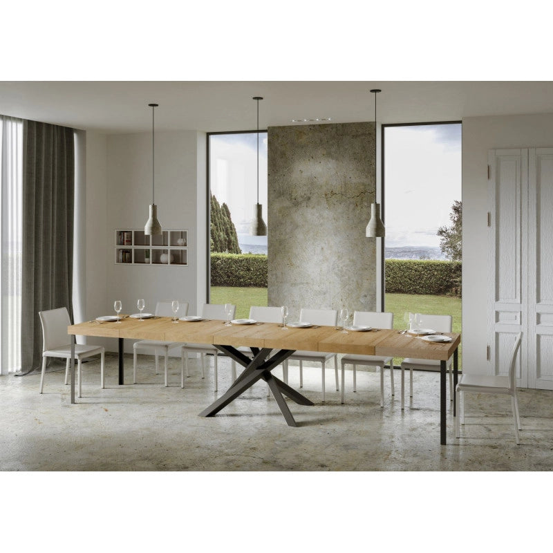 Tavolo allungabile 180/440x90 cm Volantis Premium telaio Antracite - Quercia Natura