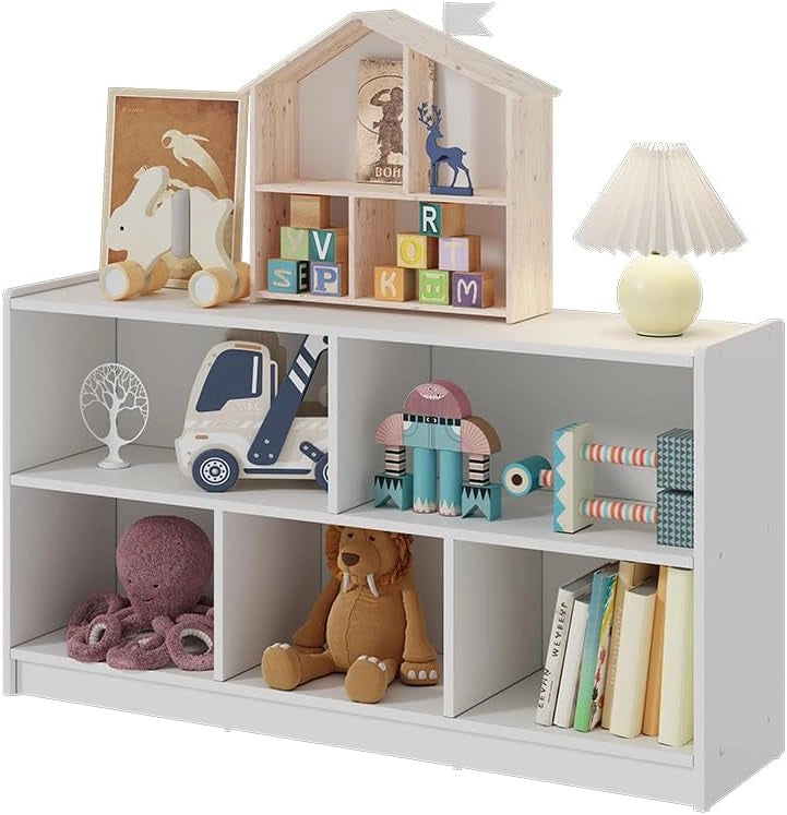 Scaffale per bambini Conny, Bianco, 112 x 60.5 cm, adatto per riporre giocattoli e libri