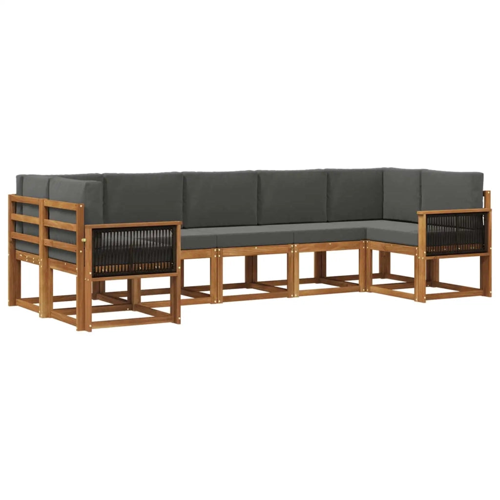 Set di divani da esterno con cuscino 7 pcs Naturale e Antracite 3385513