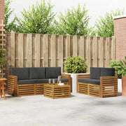 Set divani 6 pcs Naturale e Antracite Legno di Acacia Massello