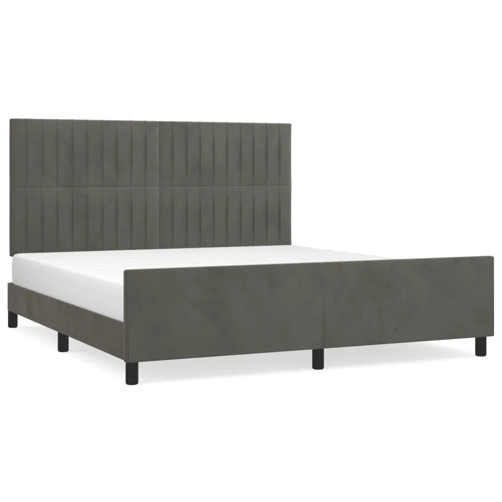 Giroletto con Testiera Grigio Scuro 180x200 cm in Velluto 3125892