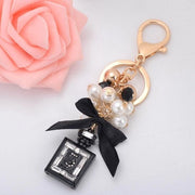 Manicotto per chiavi in diamante - Flacone per profumo - Chiusura a boog - Borsa a tracolla con perle di vetro - Manicotto per chiavi personalizzabile