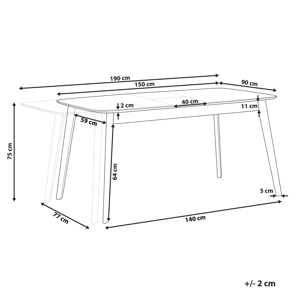 Tavolo da pranzo in legno di rovere chiaro 150/190 x 90 cm allungabile con gambe in legno Stile scandinavo