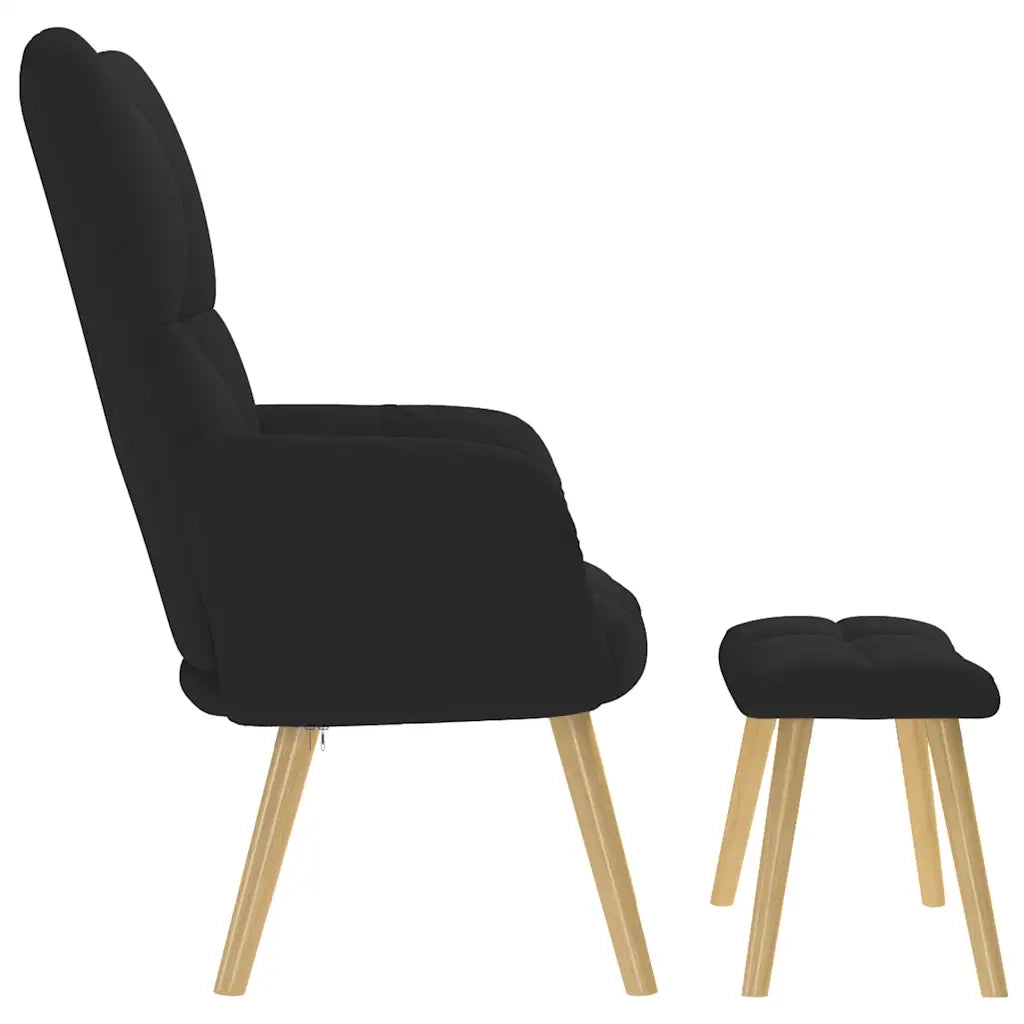 Divano Sedia-Poltrona Relax con Poggiapiedi Nera in Tessuto 551739