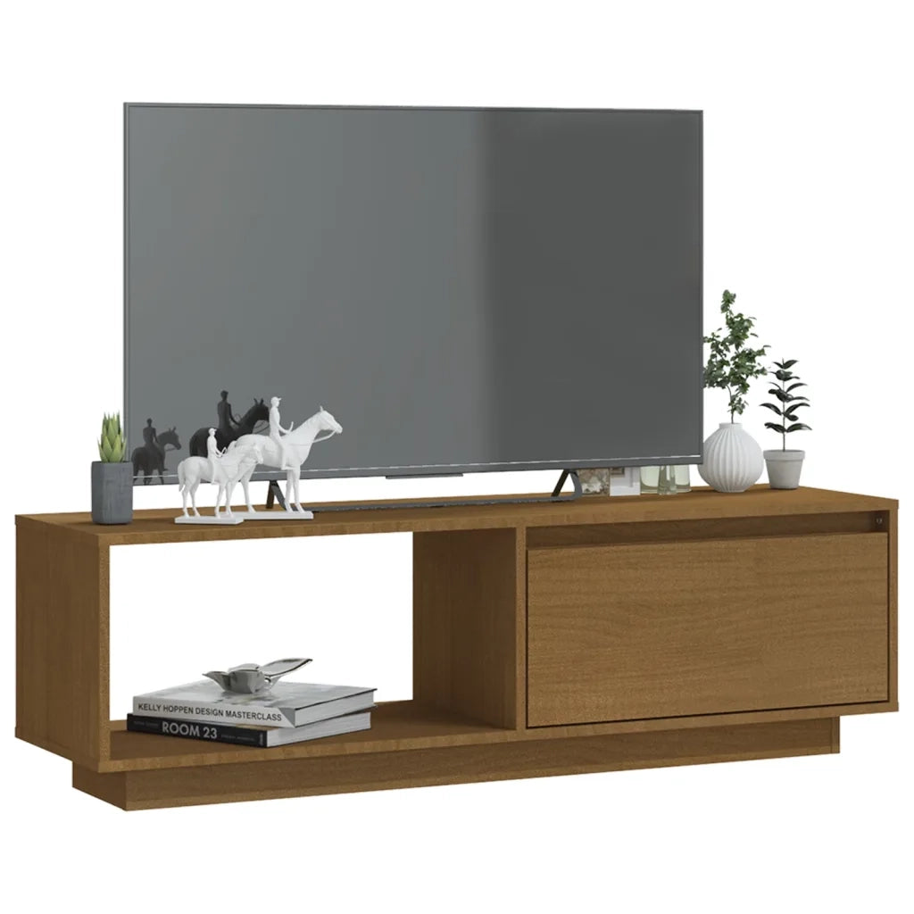 Mobile Porta TV Marrone Ambra 110x30x33,5 cm in Legno di Pino 809891