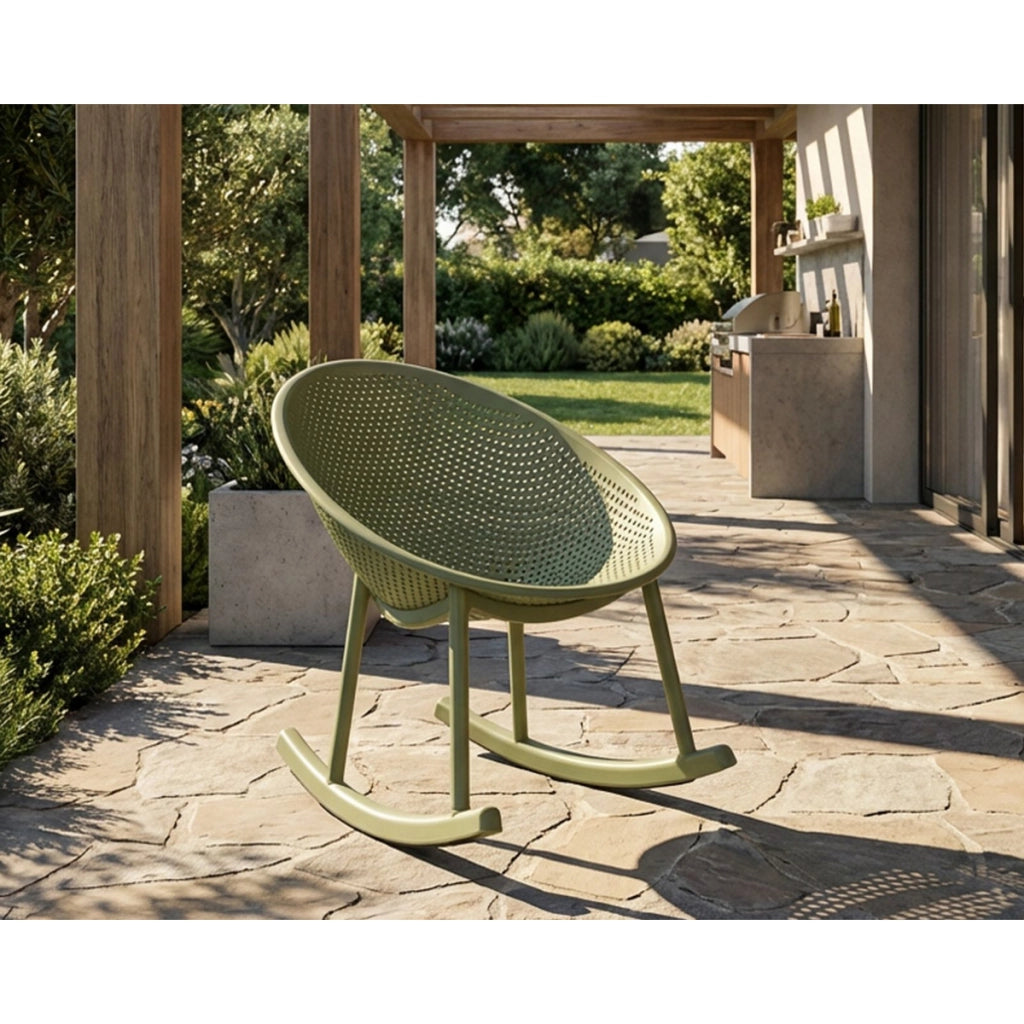 Set di 2 Sedie a Dondolo VKH1087, Verde, Plastica, 66x88x80 cm