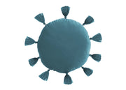 Cuscino Arredo Decorativo Imbottito Velluto Tinta Unita Rotondo Sunshine - Sunshine - Petrolio