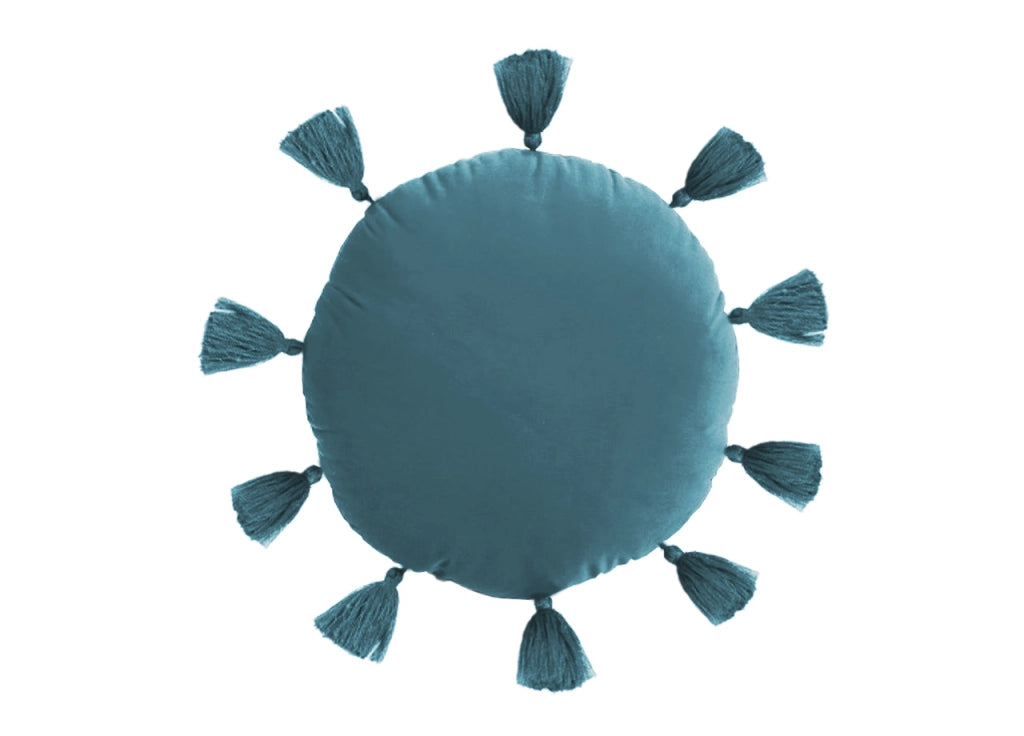 Cuscino Arredo Decorativo Imbottito Velluto Tinta Unita Rotondo Sunshine - Sunshine - Petrolio