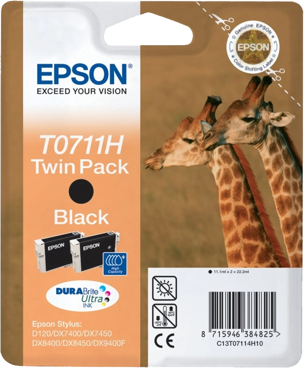 Epson Giraffe Confezione doppia Nero T0711H Inchiostri DURABrite Ultra