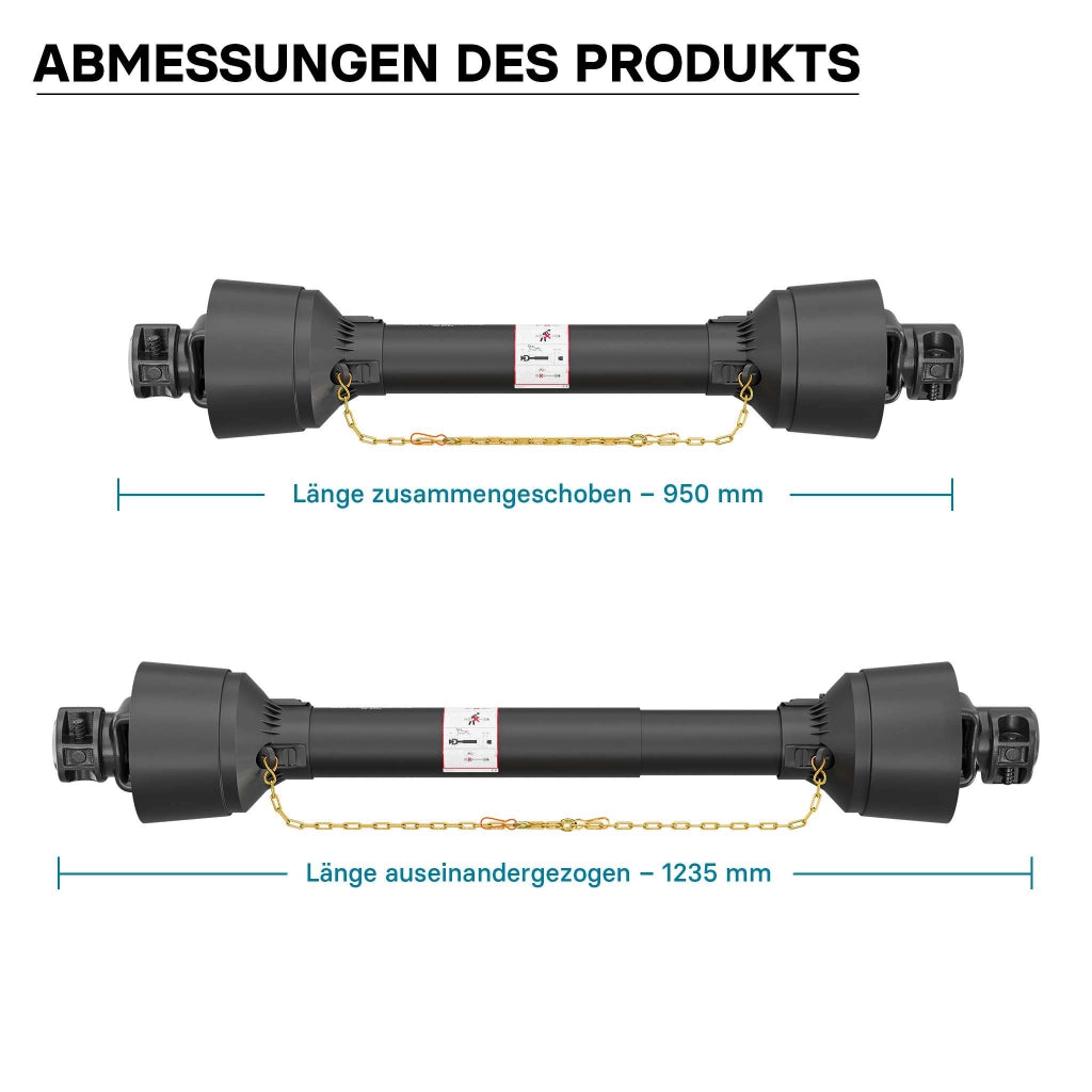 Albero cardanico T1 Giunto cardanico 950-1045mm 210Nm 540rpm Cardano 18kW (25CV) 2x 1 3/8" 6 denti