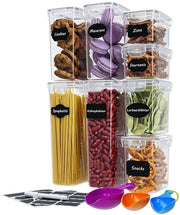 Set di conservazione alimentare con etichette, matite e calibri. Scatole di conservazione alimentare con coperchio, BPA libero, ermetiche, impermeabili e lavabili in lavastoviglie. Quantità: 8 pezzi.
