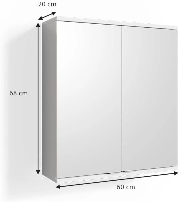 Specchio contenitore bagno Roy, Bianco, 60 x 68 cm, adatto per montaggio a parete e compatibile con la serie Roy