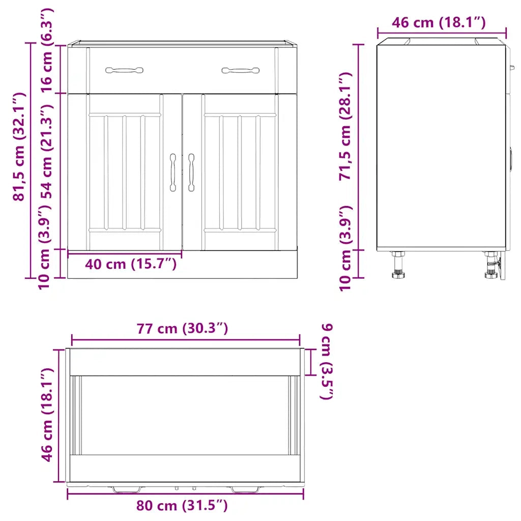 Base da Cucina Lucca Rovere Artigianale in Legno Multistrato 853746