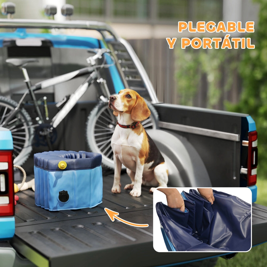 Piscina per cani pieghevole ¨C zephmum ¨C PVC antiscivolo ?100x30 cm blu chiaro