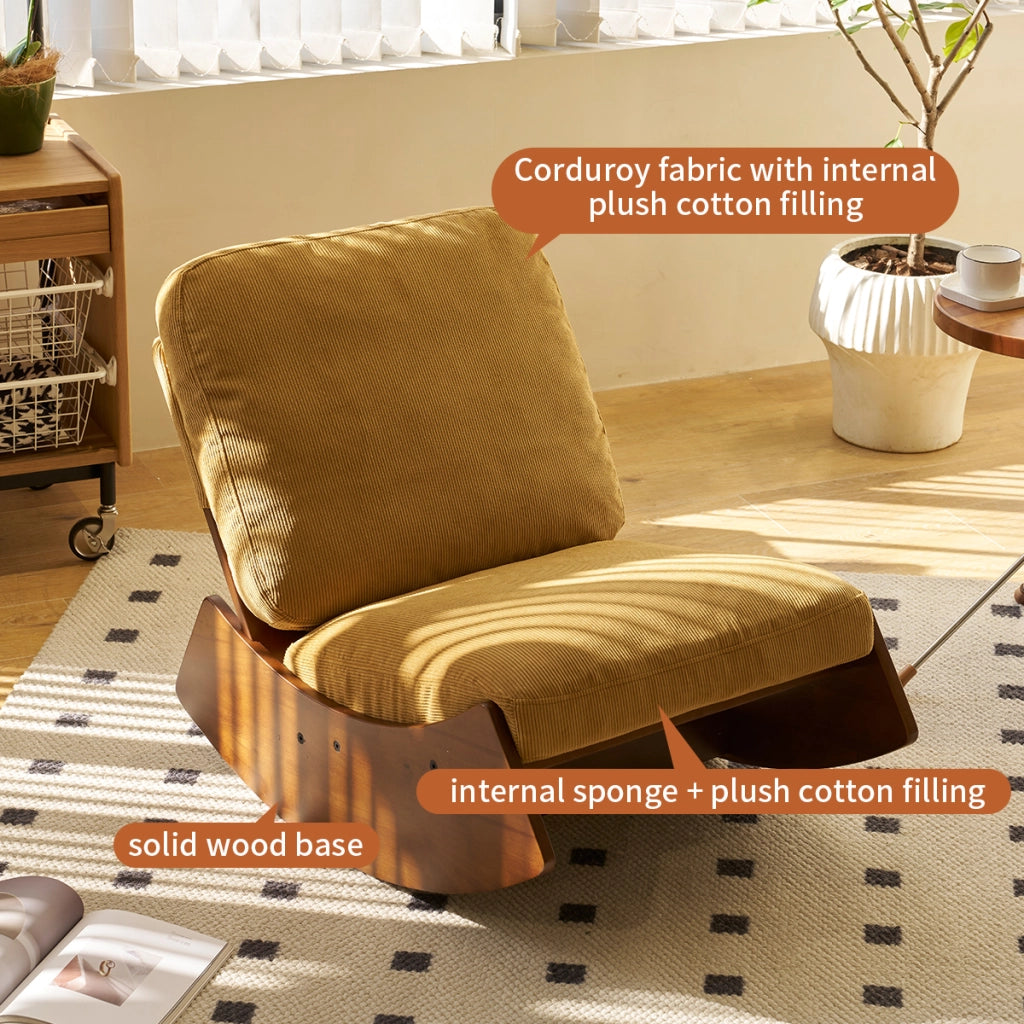 Poltrona a Dondolo Imbottita ¨C MINIMAL ¨C Tessuto, Struttura in Legno