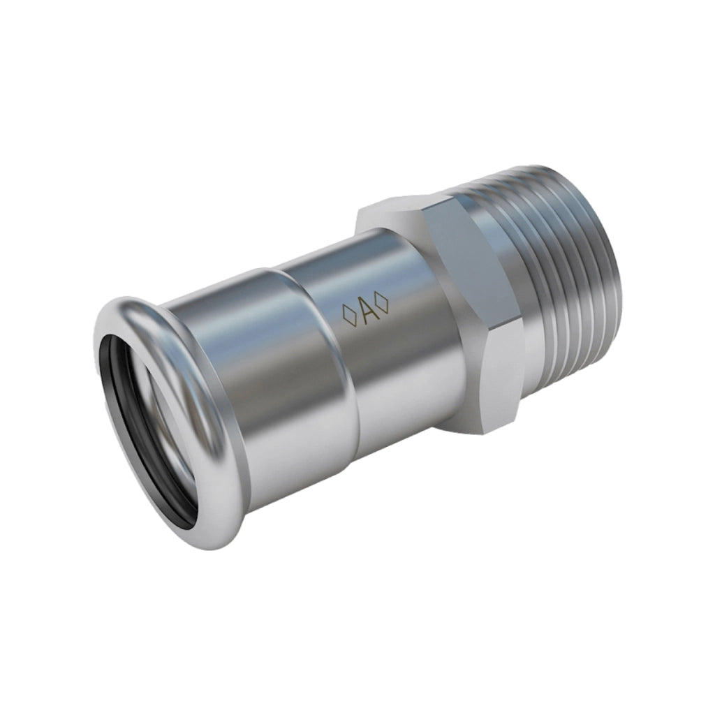 RACCORDO DRITTO A PRESSARE MASCHIO FEMMINA IN ACCIAIO INOX SERIE PRESS INOX 316L - 3/4XØ22  - CEX