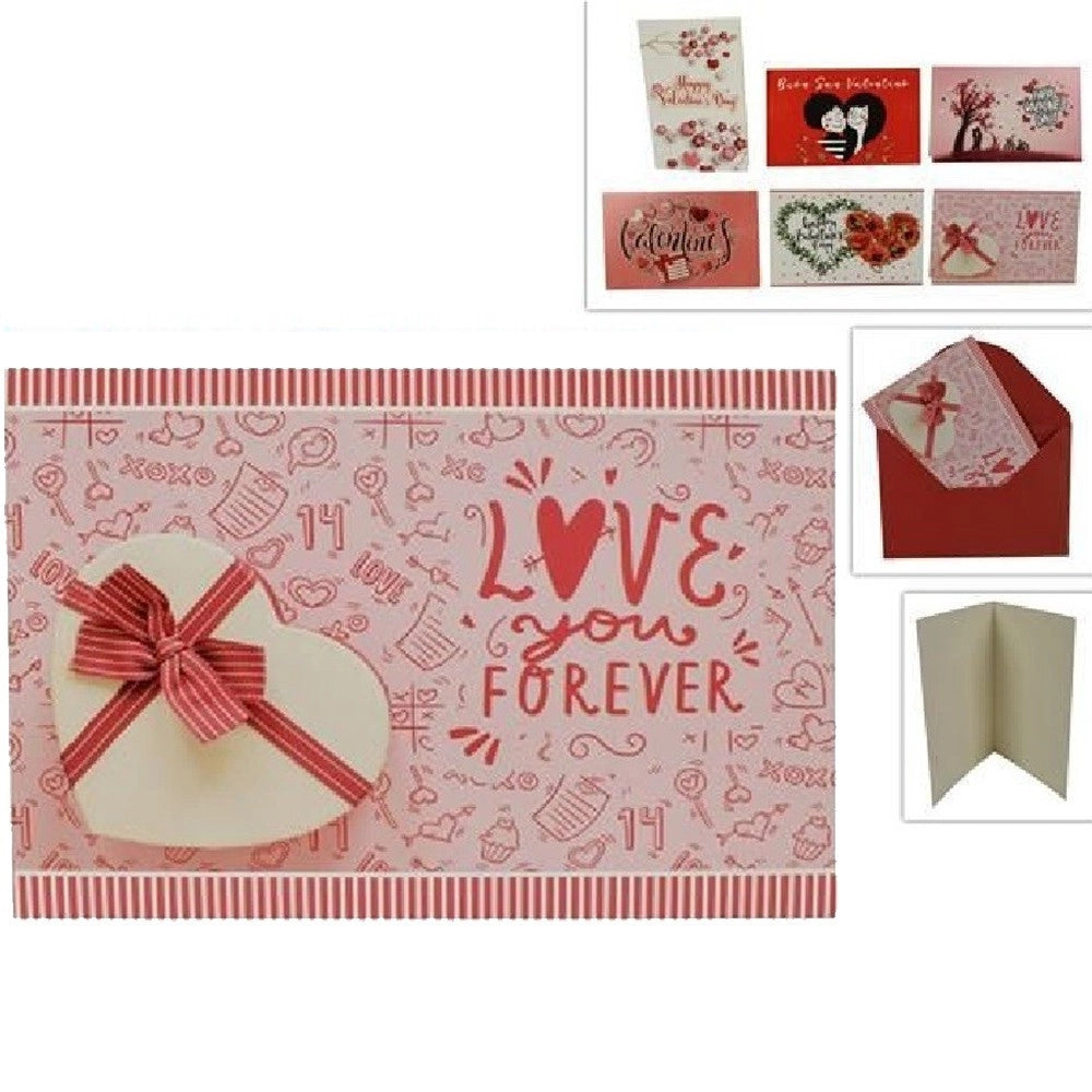Trade Shop - Set 3 Biglietti Bigliettini Auguri San Valentino Amore Love 6 Fantasie Assortite -