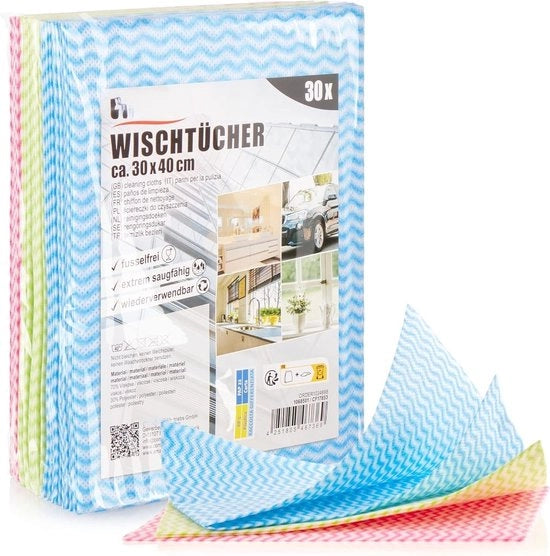 Set di 30 tovaglioli di carta per la cucina, la doccia e la casa - tovaglioli multifunzionali in 3 colori - tovaglioli di carta lavabili (30 pezzi - 30x40cm - 3 colori)