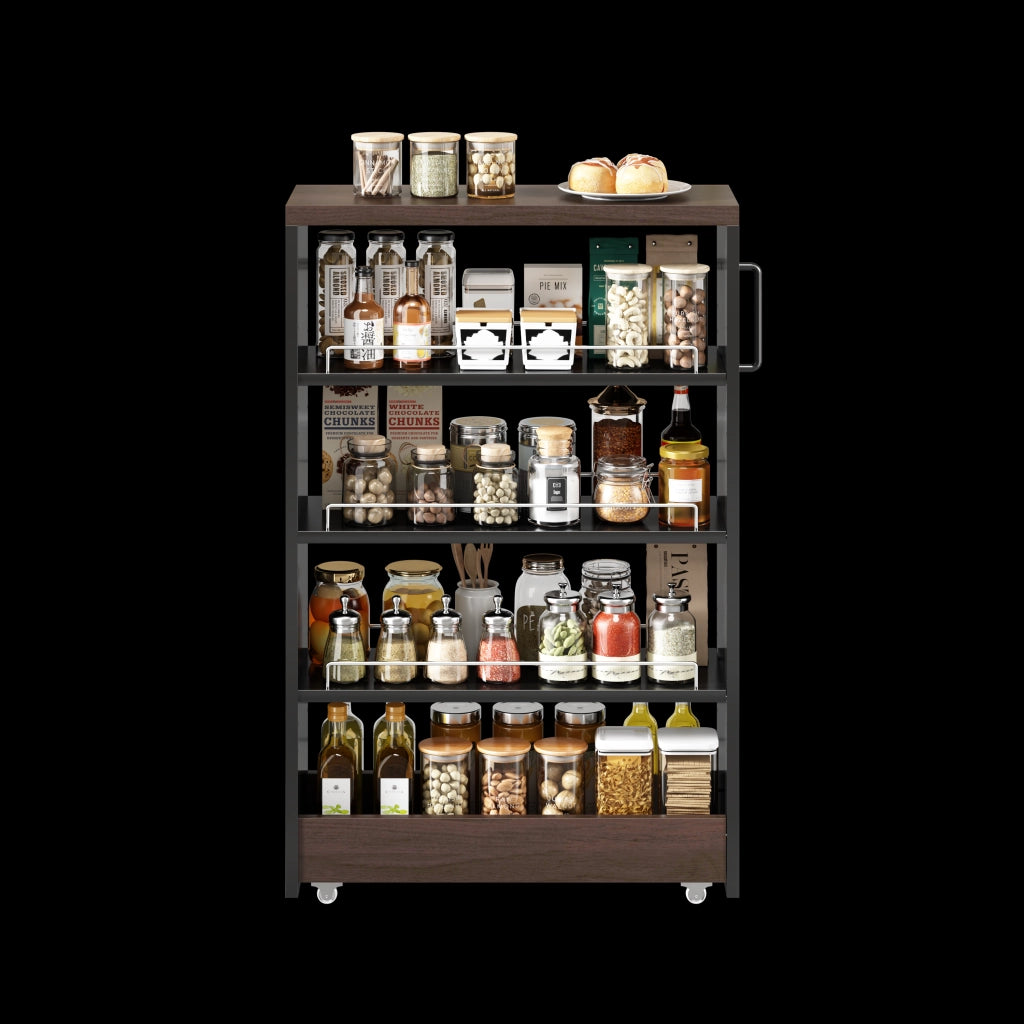 Carrello contenitore con 4 ripiani regolabili; 4 ruote; per cucina e bagno; 55 × 20 × 85 cm