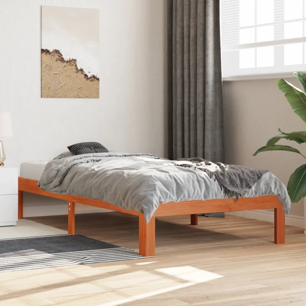 Letto senza Materasso Marrone Cera 75x190 cm in Legno di Pino 844163