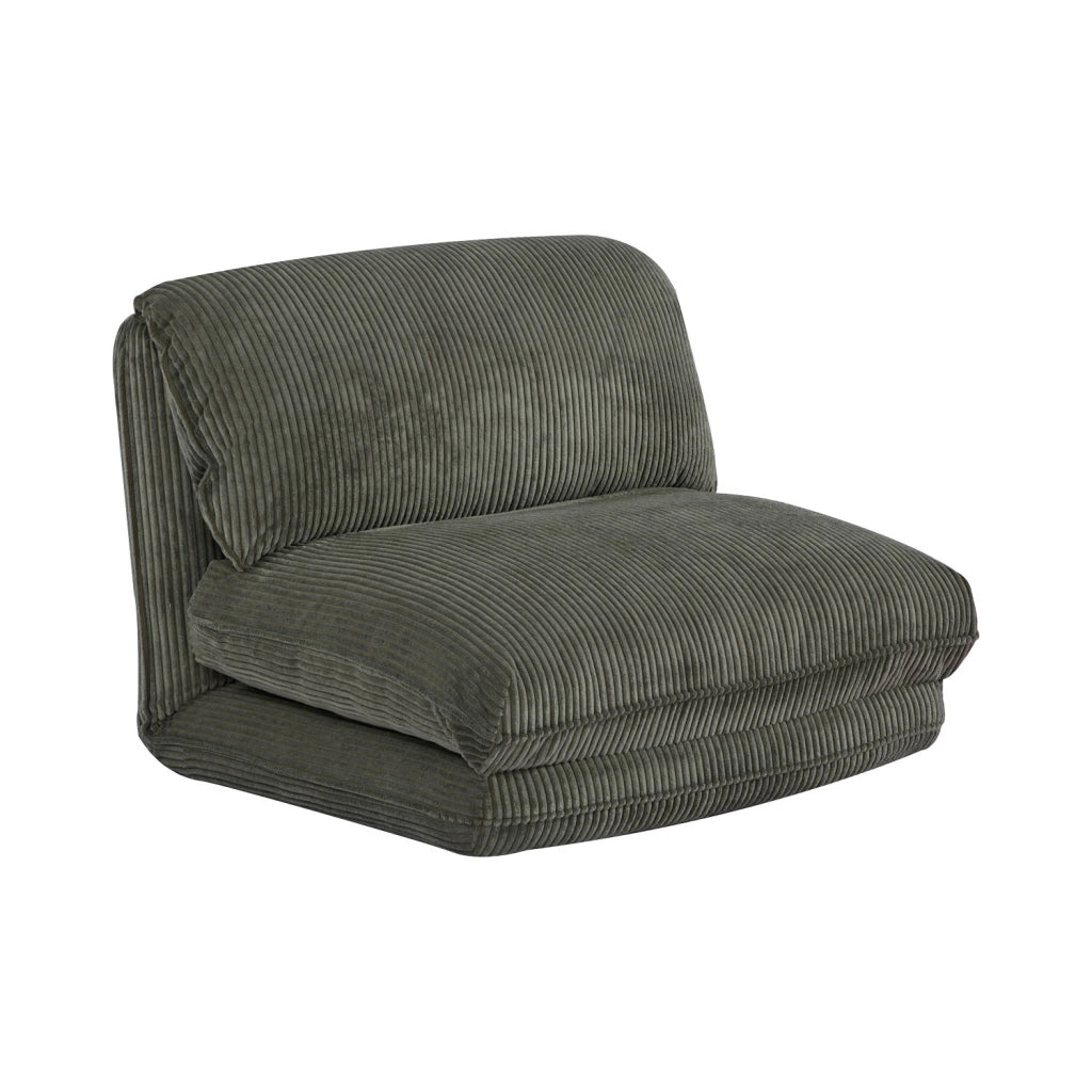 Poltrona letto convertibile velluto a coste grosse coste, verde kaki