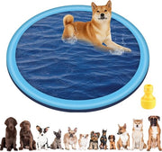 Piscina per cani da esterno 170 cm con getto d'acqua e tappeto di gioco - Ideale per cani grandi e animali domestici