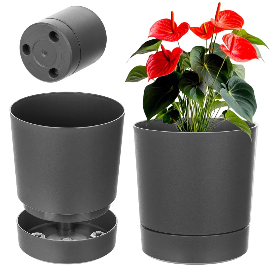 Vaso da fiori KADAX con supporto, rotondo, in plastica, 34,5 cm