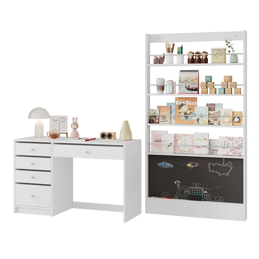 Set scrivania + libreria - Xylo - 2 pezzi per bambini, bianco