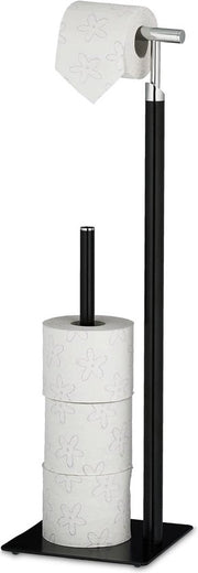 Supporto per rotoli di carta igienica da 4 rotoli in posizione verticale - Design moderno - 71 x 20 x 20 cm - Nero/argento