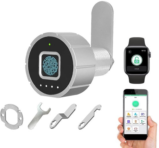 Serratura a impronta digitale per porta, compatibile con applicazione eLinkSmart, serratura di sicurezza per porte 30MM (27), con 3 chiavi e 20 impronte digitali, capacità di 500 utenti dell'app, per uso domestico, ufficio e borsa postale