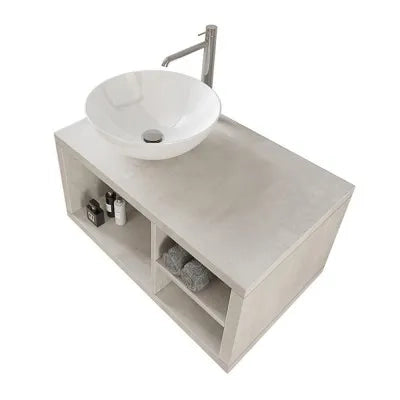Mobile bagno sospeso 80 cm grigio chiaro con vani a giorno completo di lavabo e specchio Master