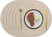 Set di 6 placemats in cotone beige intrecciato, lavabili, resistente al calore - Per matrimoni, feste, cucina