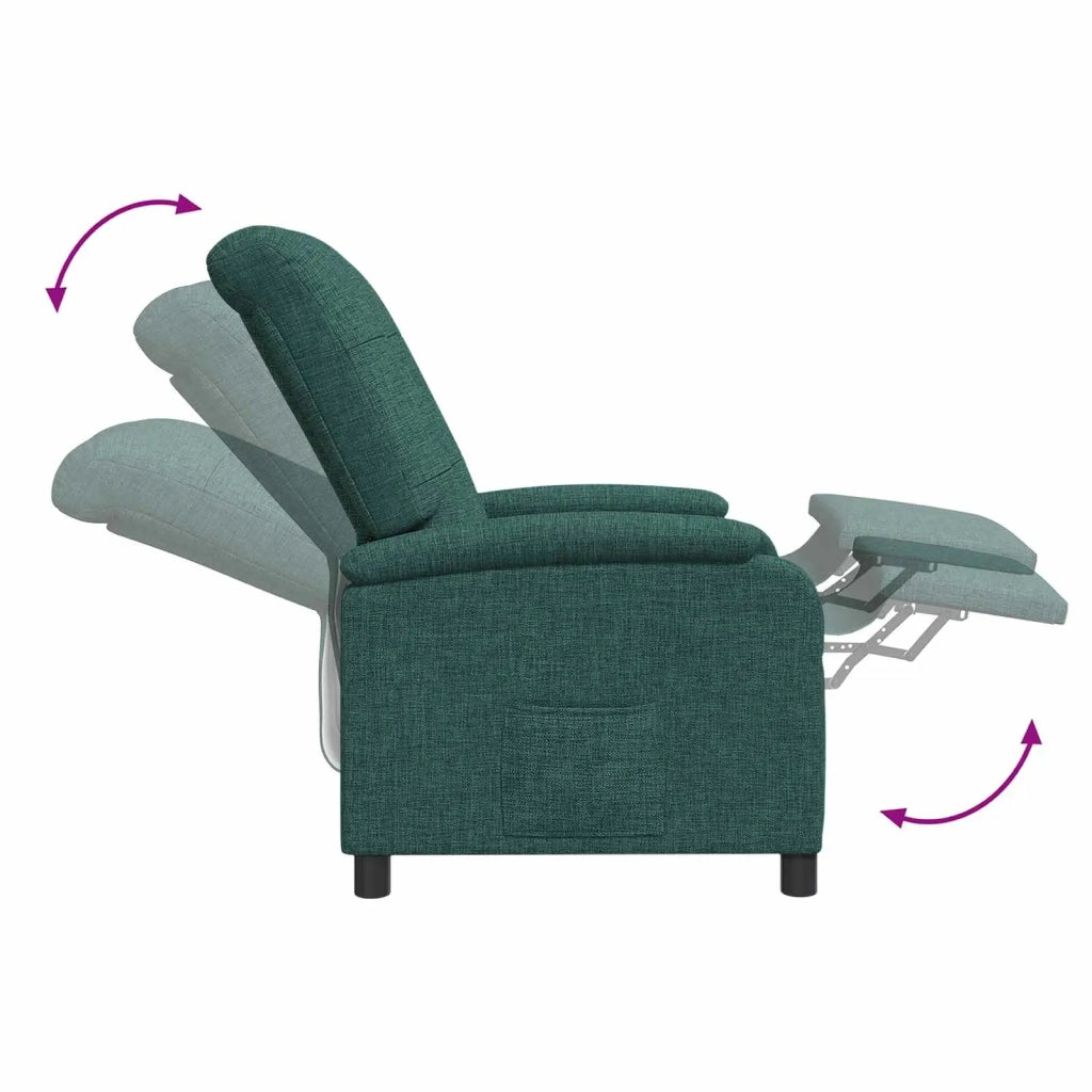 Divano Sedia-Poltrona reclinabile Verde Scuro Tessuto 688226