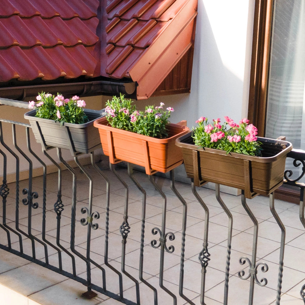 KADAX Fioriera da balcone, vaso da fiori, 80 cm, manici, supporto, ringhiera del balcone