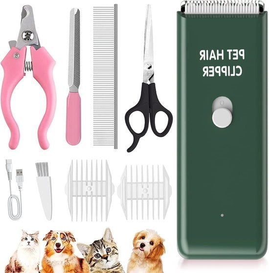 Set di cura per gatti - Tondeuse per capelli di cane e animali domestici - Tondeuse a carica ricaricabile impermeabile per cuccioli, conigli, gatti