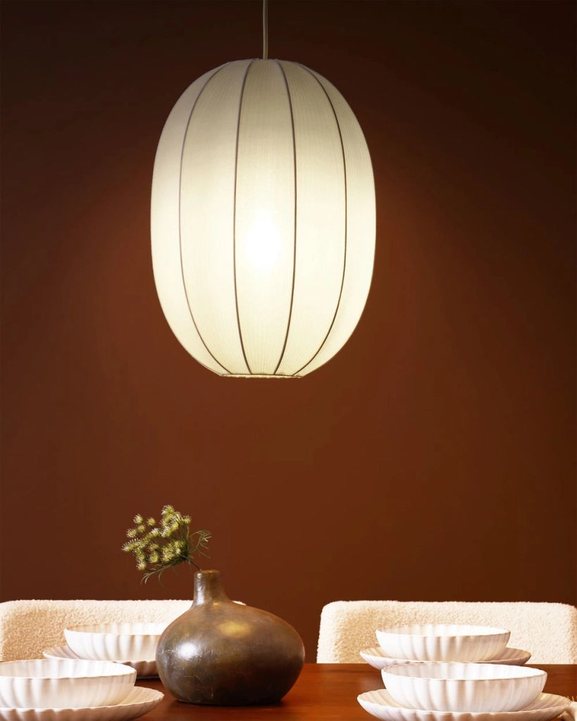 Lampada a sospensione con paralume in nylon bianco Design moderno Luce per il soggiorno