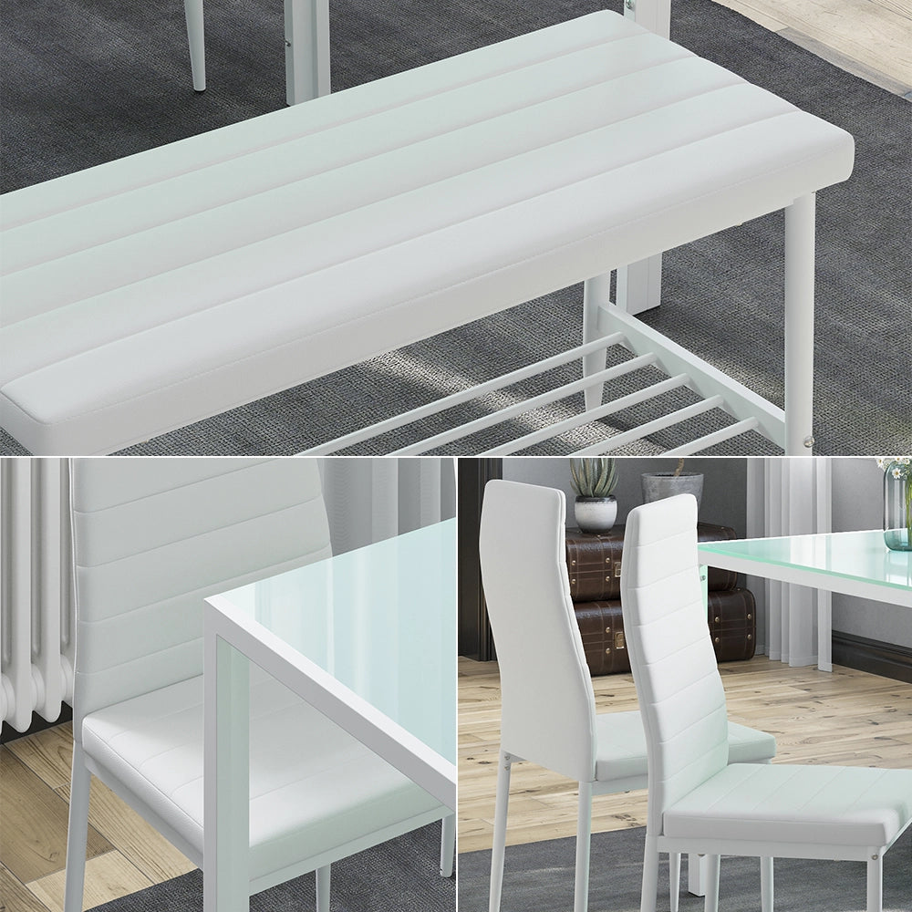 Vicco Panca e sedia Bianco 85 x 46.5 cm Set da 3 pezzi