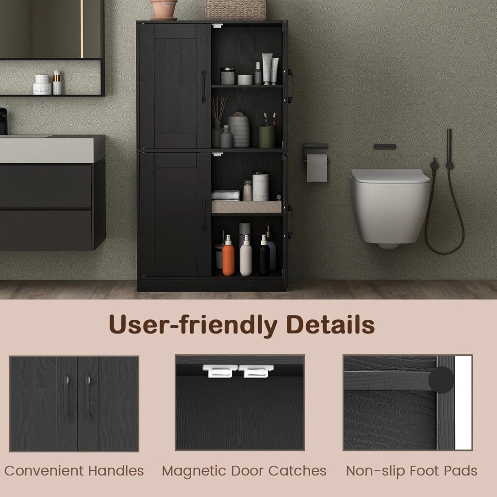 Armadio da cucina alto 110 cm, multiuso, da cucina, a buffet con ripiani e ante regolabili, in legno, colore: nero