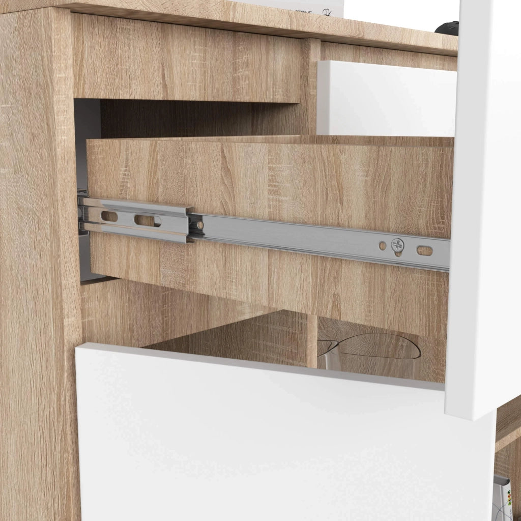 Cassettiera AKORD K100 Quercia Sonoma 101 cm 2 ante 3 cassetti inserto frontale Bianco 101x35x98 cm