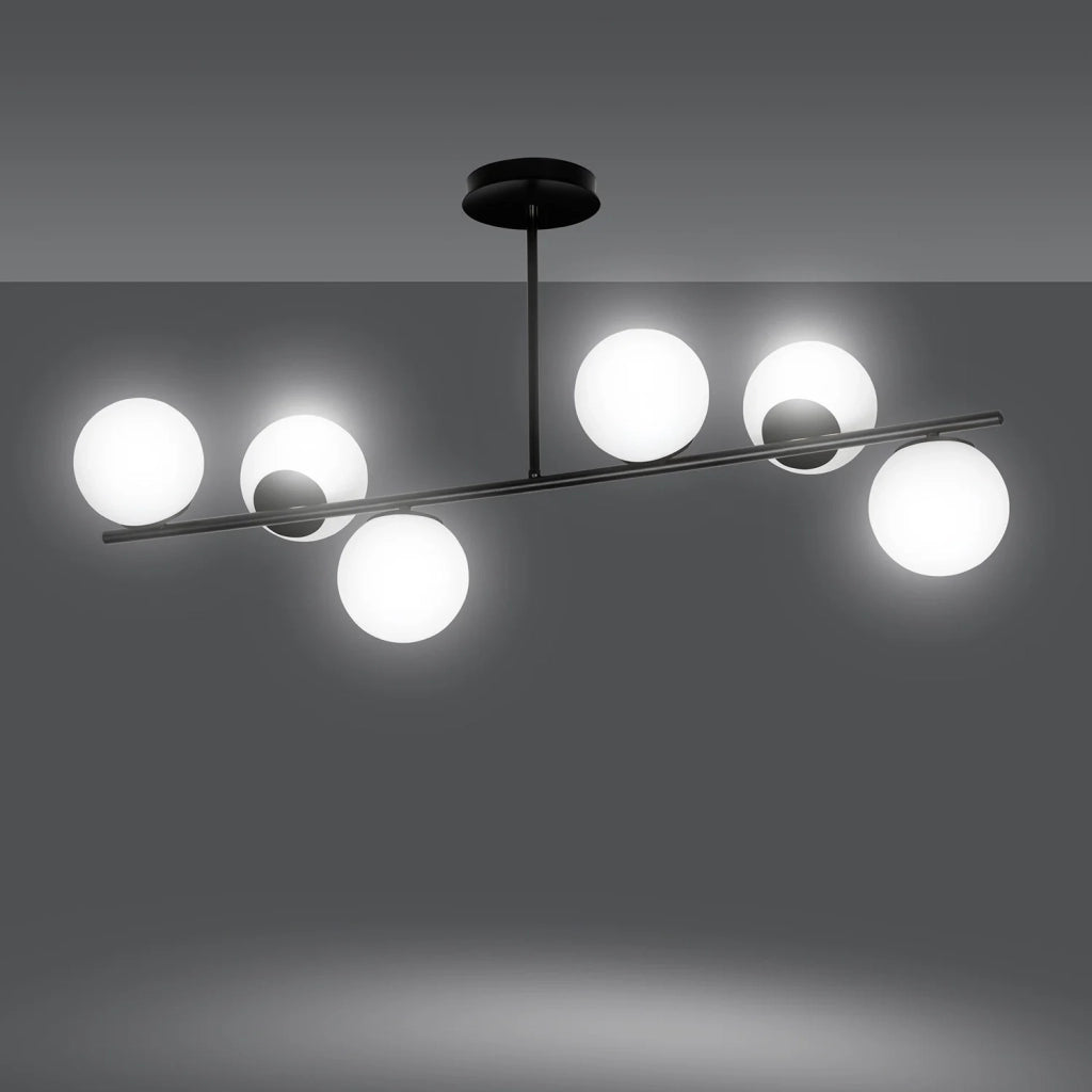 Plafoniera Contemporaneo Shiva Acciaio Nero 6 Luci E14 Ip20