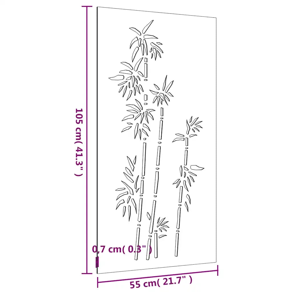 Decorazione Muro da Giardino 105x55 cm Bamb¨´ in Acciaio Corten CFW7147666
