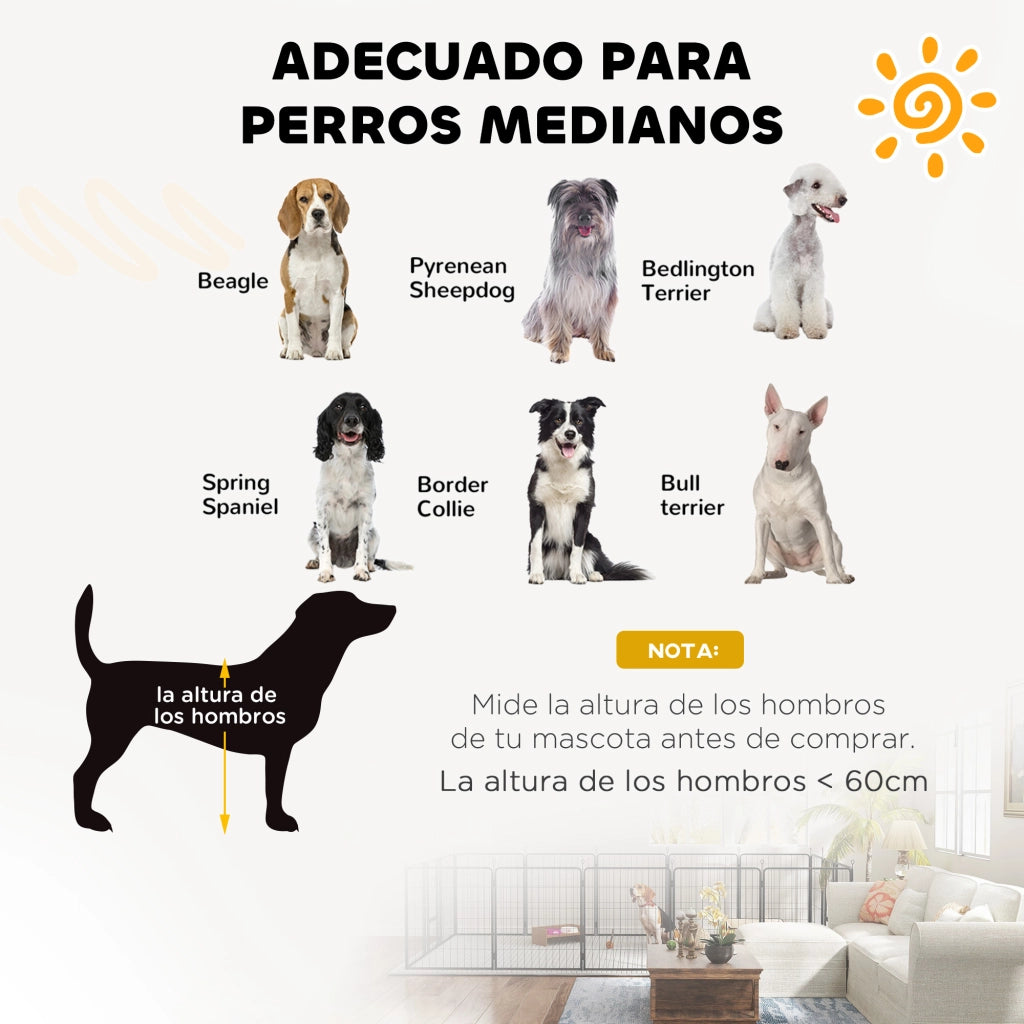 Recinto per Cani ¨C 12 Pannelli 68x80 cm ¨C Grigio/Nero ¨C Pieghevole ¨C zephmum