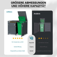 Copri bidoni della spazzatura con coperchio ribaltabile per due contenitori 60-240l, acciaio antracite, copribidone da esterno