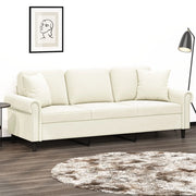 Divano a 3 Posti con Cuscini Crema 180 cm in Vellutocod mxl 75184