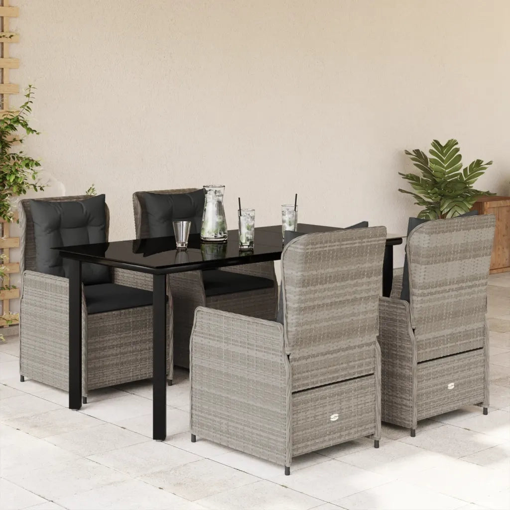 Set Pranzo da Giardino 5pz con Cuscini Grigio Chiaro Polyrattan 3262906
