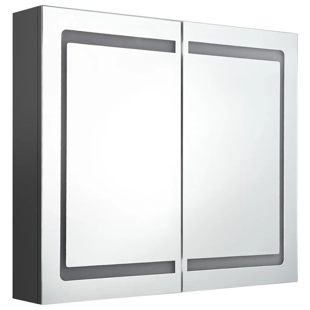 Armadietto Bagno | Armadio da bagno con Specchio e LED Grigio 80x12x68 cm