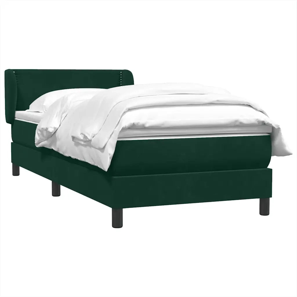 Giroletto a Molle con Materasso Verde Scuro 80x220 cm Velluto